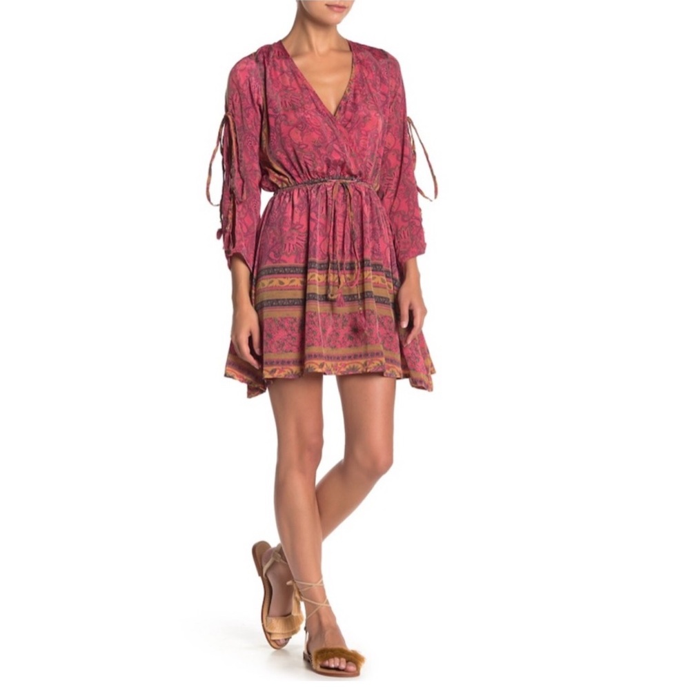 Anthropologie Pink and Brown Mini Dress